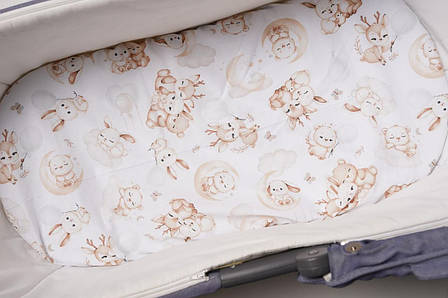 Водонепроникне простирадло на гумці в люльку в дитячу коляску 100% бавовна, фото 1