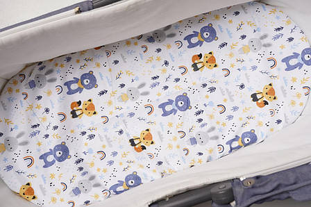 Водонепроникне простирадло на гумці в люльку в дитячу коляску 100% бавовна, фото 1