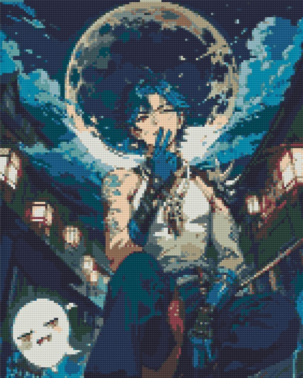 Алмазна мозаїка аніме Геншин імпакт Сяо на тлі місяця 40х50 см Орігамі (OD30150), фото 1