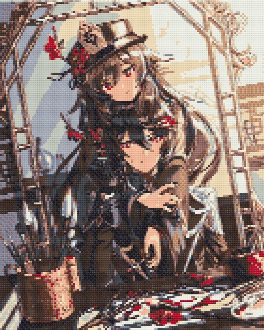 Алмазна мозаїка аніме Геншин імпакт Ху Тао та Чжун Лі 40х50 см Орігамі (OD3281), фото 1