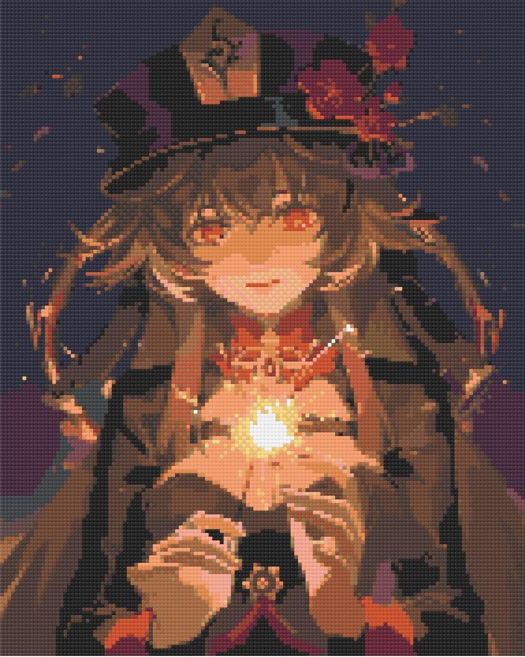 Алмазна мозаїка аніме Геншин імпакт Ху Тао 40х50 см Орігамі (OD3165), фото 1