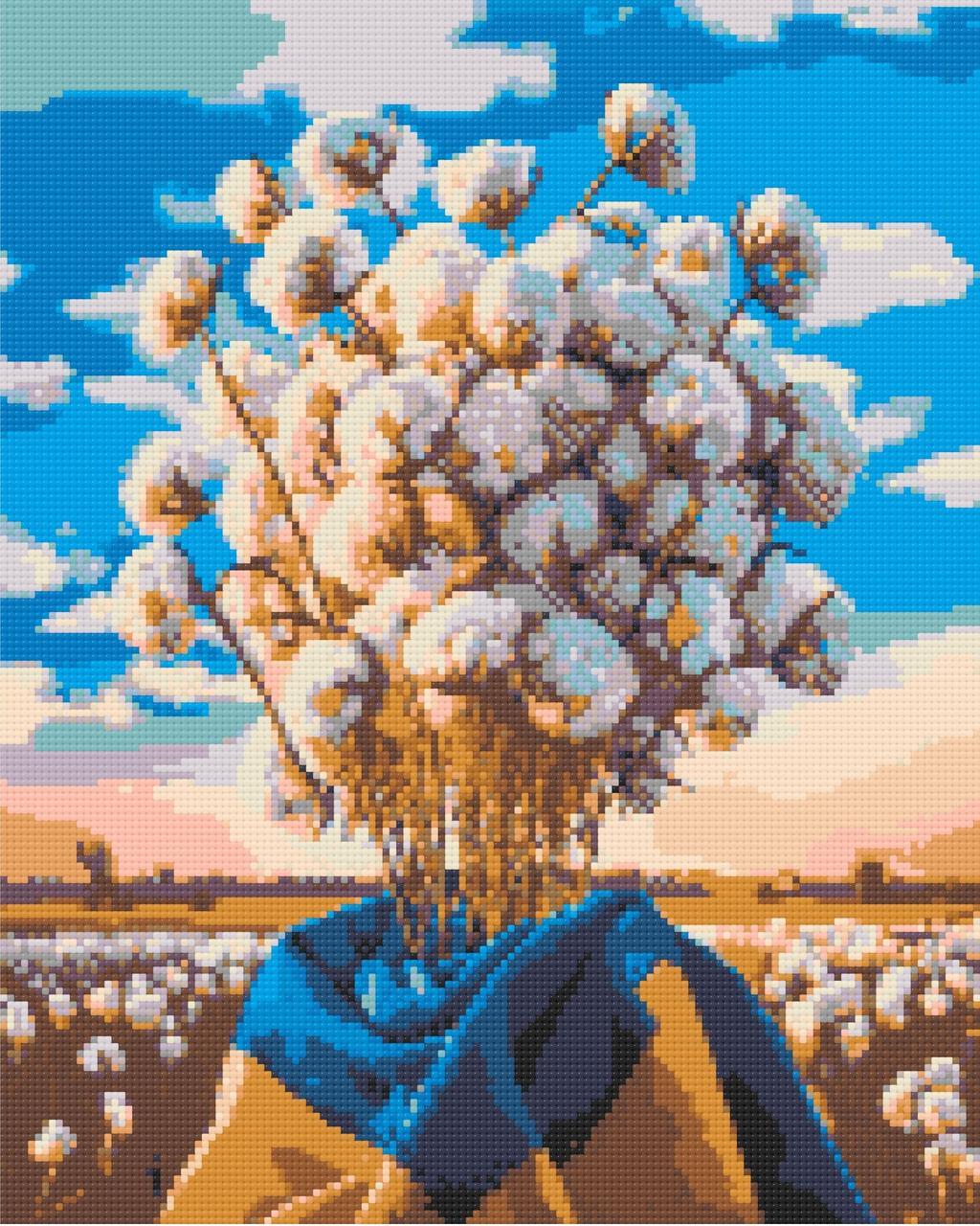 Алмазна мозаїка патріотична Букет бавовни 40х50 см Орігамі (OD30010), фото 1