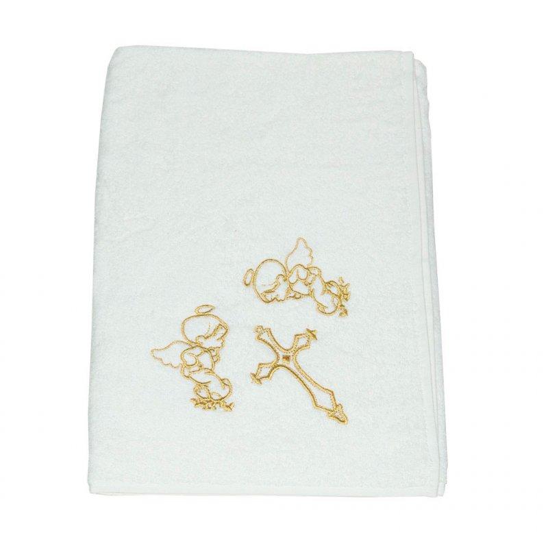 Крижма Gulcan - Ангел з кольоровою вишивкою золото 100*100, фото 1