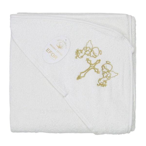 Крижма Gulcan — Ангел із куточком і вишивкою золото 100*100, фото 1