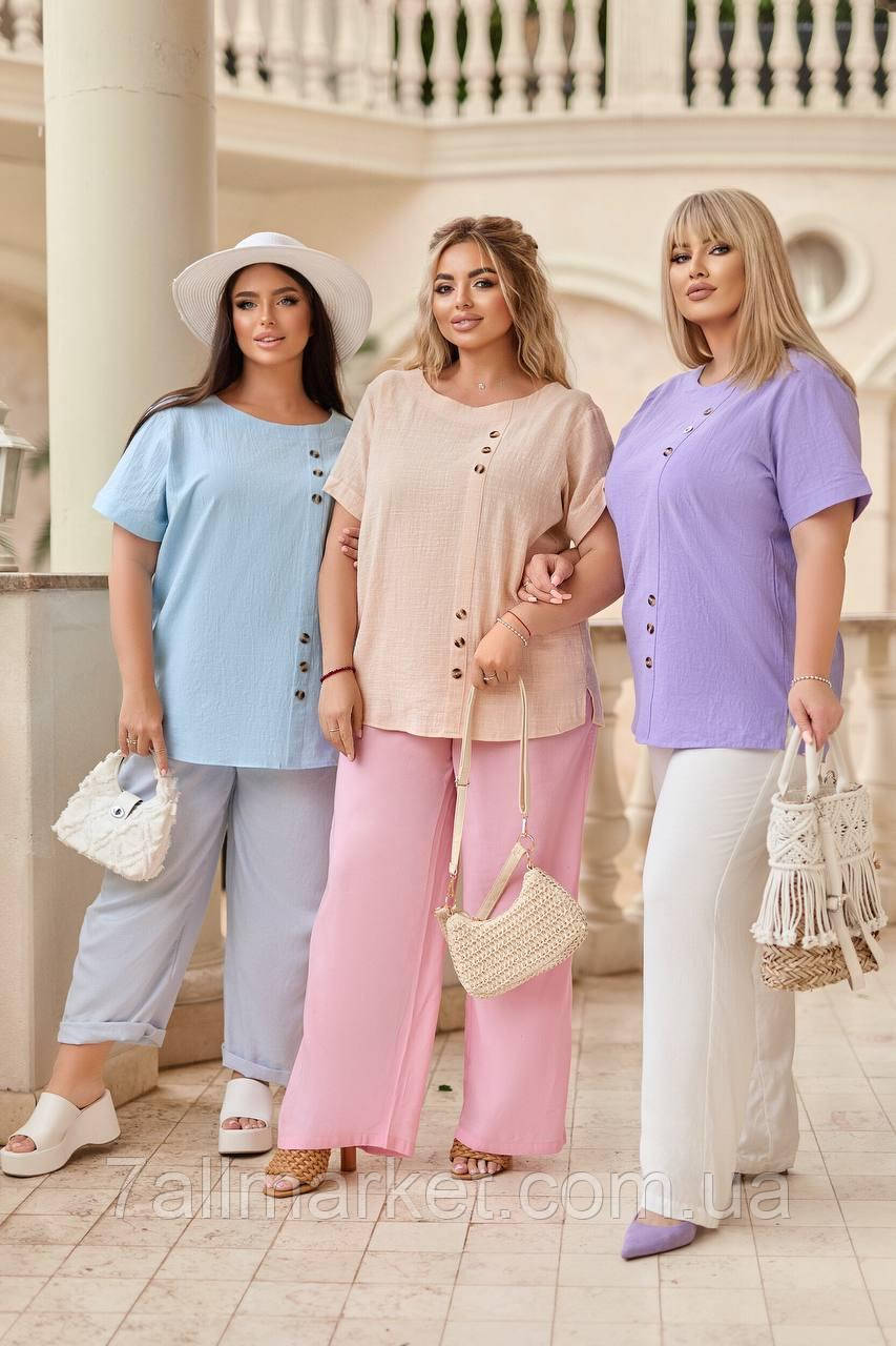 Блуза жіноча льон жатка (46-56) (5кв) "ANGEL" недорого від прямого постачальника