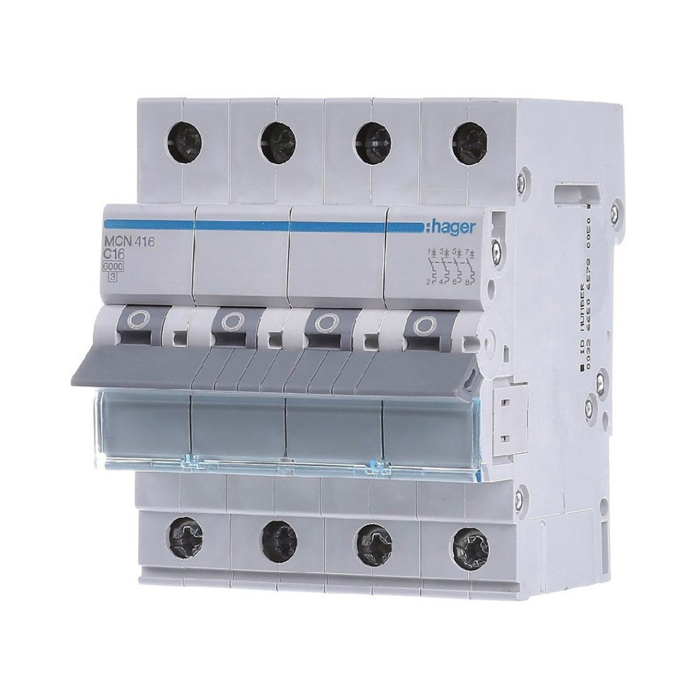 Автоматичний вимикач 4P 6kA C-16A 4M MCN416