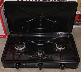 Настільна газова плита Yucel на 3 конфорки таганок із кришкою