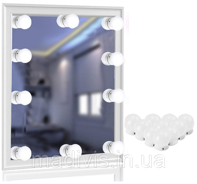 LED-підсвітка для дзеркала з пультом 10 ламп із регулюванням яскравості та температури кольору для макіяжу USB Vanity, фото 1