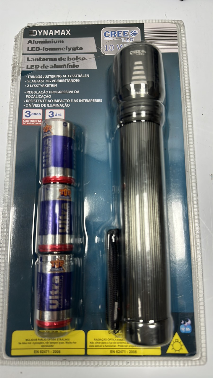 Ліхтар світлодіодний на батарейках ДІОД: КРИСТАЛ 100% Dynamax 10watt EN 62847 сірий, фото 1