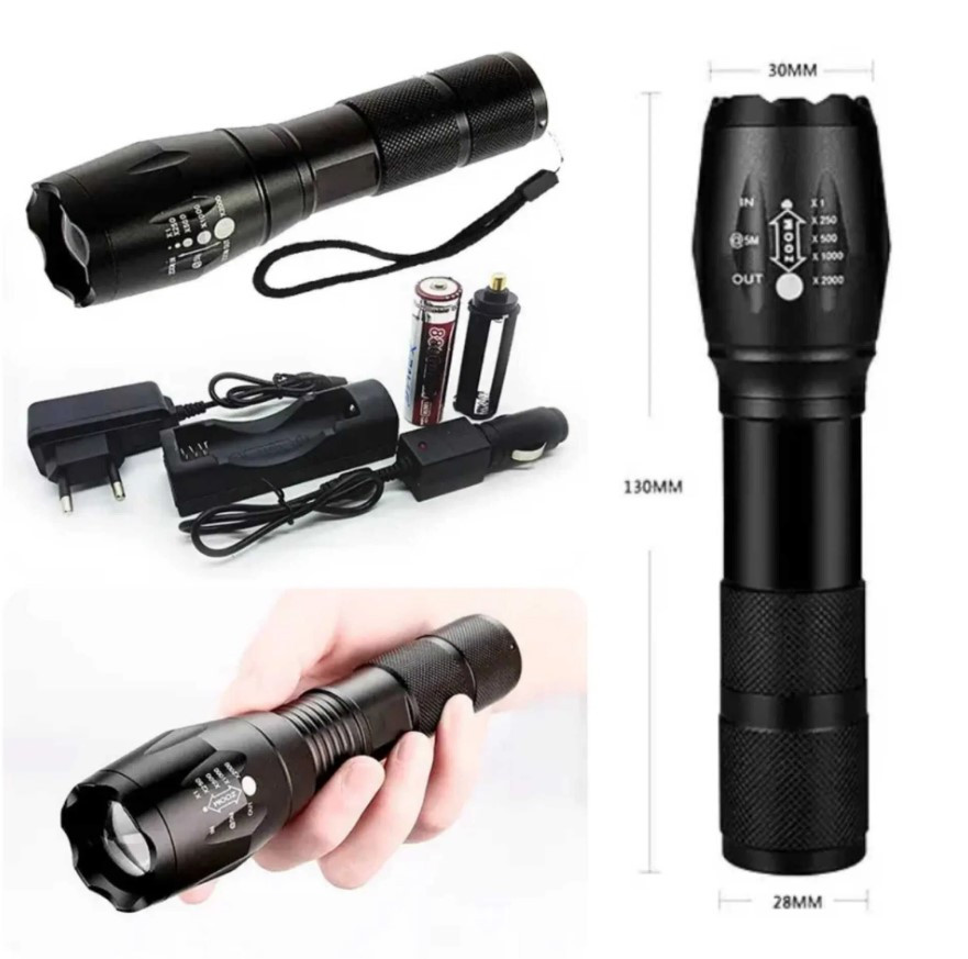 Тактичний ліхтар ручний з лінзою на акумуляторі ДІОД: КРИСТАЛ 100% Power Style 910 3800 mAh, фото 1