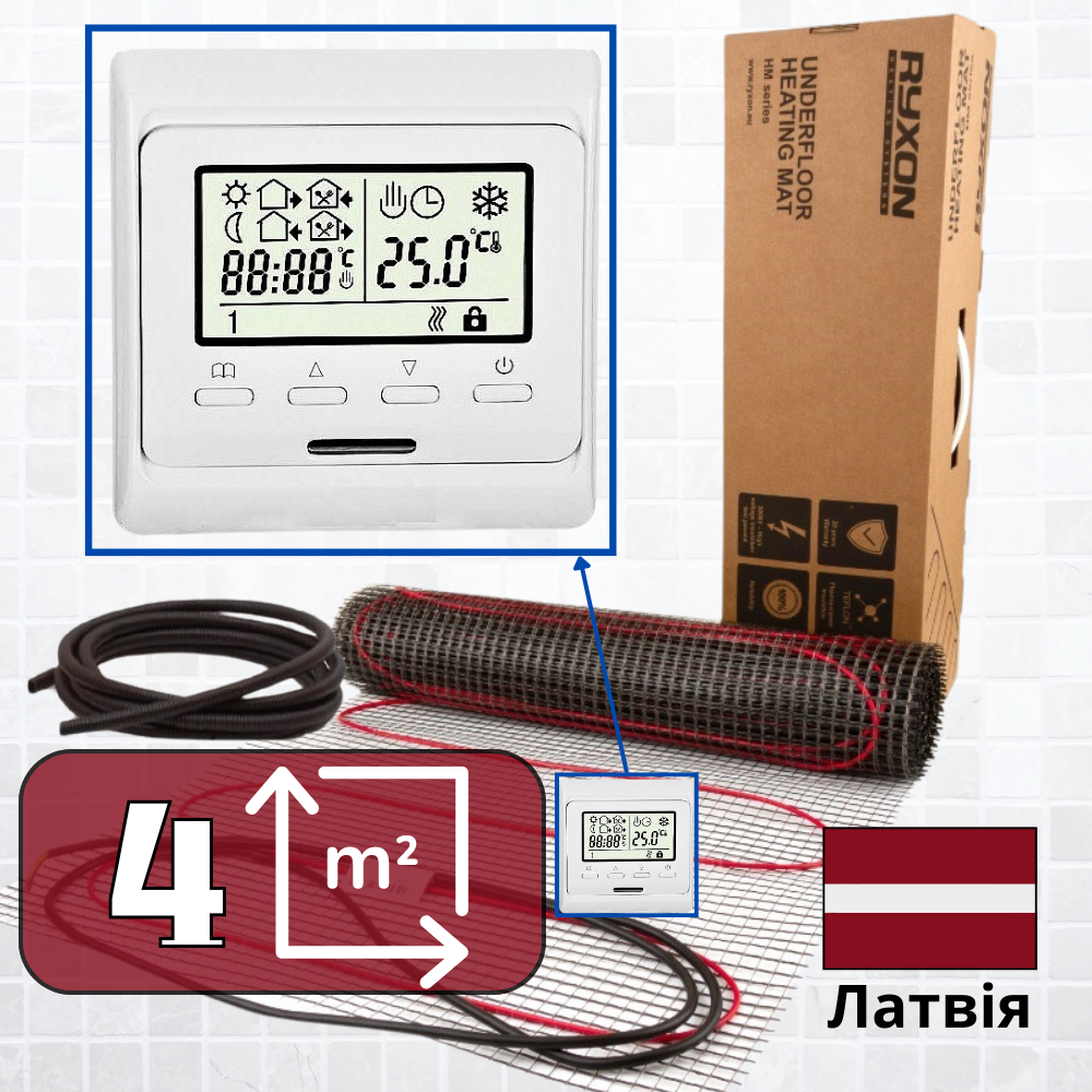 Ryxon HM-200 - 4,0 м2 нагрівальний мат із програмованим терморегулятором E51
