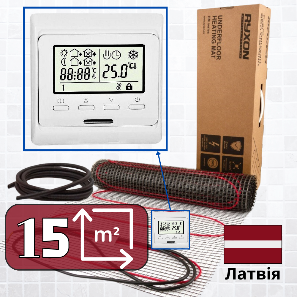 Ryxon HM-200 - 15,0 м2 нагрівальний мат із програмованим терморегулятором E51
