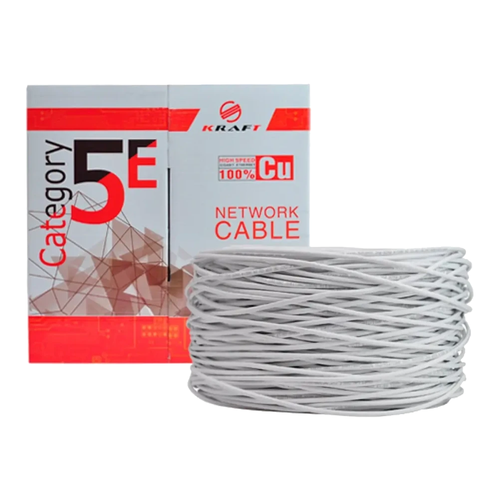 Кабель біметал зовнішній 305 м Kraft KRAFT UTP CAT5E 0.5 CCA, фото 1