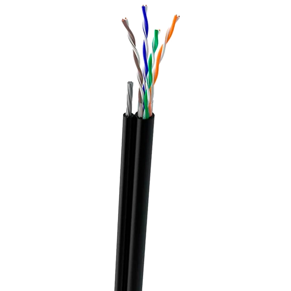 Кабель вуличний з тросом 7*0,5мм cat 5e OK-net OK-Net UTP 4*2*0,49+ КППт-ВПбухта 305 м, фото 1