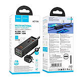 Мережевий фільтр HOCO AC10A на 1 розетку + 2 USB + 2 USB-C, 65 W, кабель 1,5 м, 220 В, Black, Box, фото 3