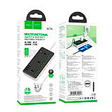 Мережевий фільтр HOCO AC7A на 3 розетки + 3 USB + USB-C, 17 W, 220 В, кабель 1,5 м, Black/White, Box, фото 3