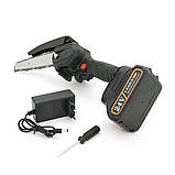 Акумуляторна ланцюгова пила Mini Chain Saw 15cm, 24V, зарядний + акумулятор, Case, фото 6