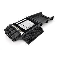 Муфта оптична Merlion ML-OP-F108H-12C, герметична, 3 введення, до 2 касет, до 12 зварень, матеріал PP