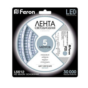 Світлодіодна стрічка Feron SANAN LS612 120SMD/м 12 V IP22 білий