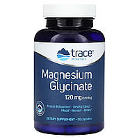 Гліцинат магнію, 120 мг, Magnesium Glycinate, Trace Minerals, 90 капсул