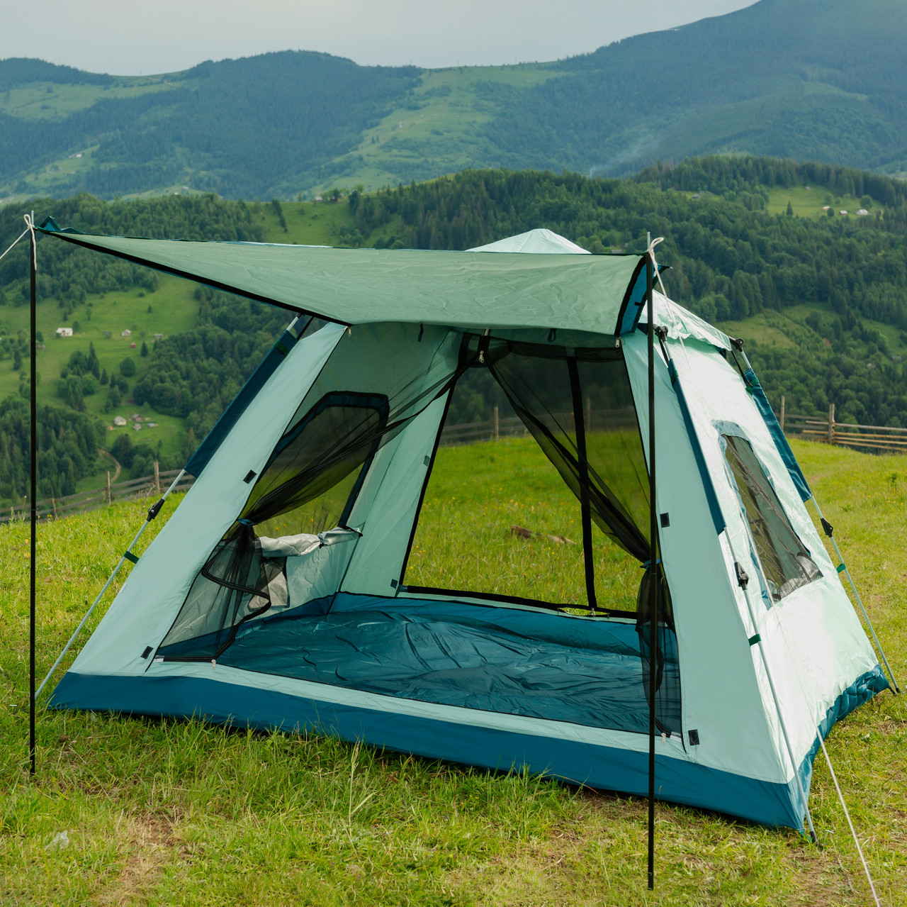 Lugi Палатка кемпинговая трехместная с тентом автоматическая для ...