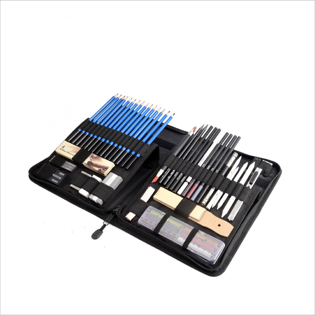 Художній набір для малювання та ескізів YOVER  в нейлоновому пеналі (60 предметів), фото 1