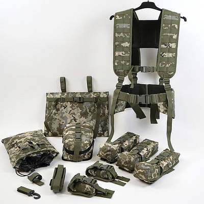 Ремінно-плечова система під РПК Комплект 11 підсумків Піксель (закритий тип підсумків)