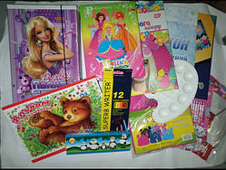 Комплект першокласника для дівчинки набір шкільної канцелярії супер економ KOMP1DEKON1