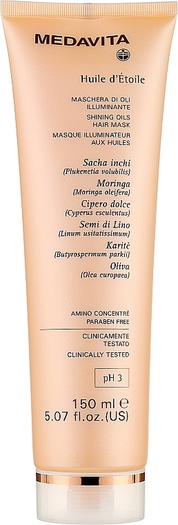 Маска антиоксидантна для шовковитості волосся Medavita HUILE D'ETOILE Shining Oils Hair Mask
