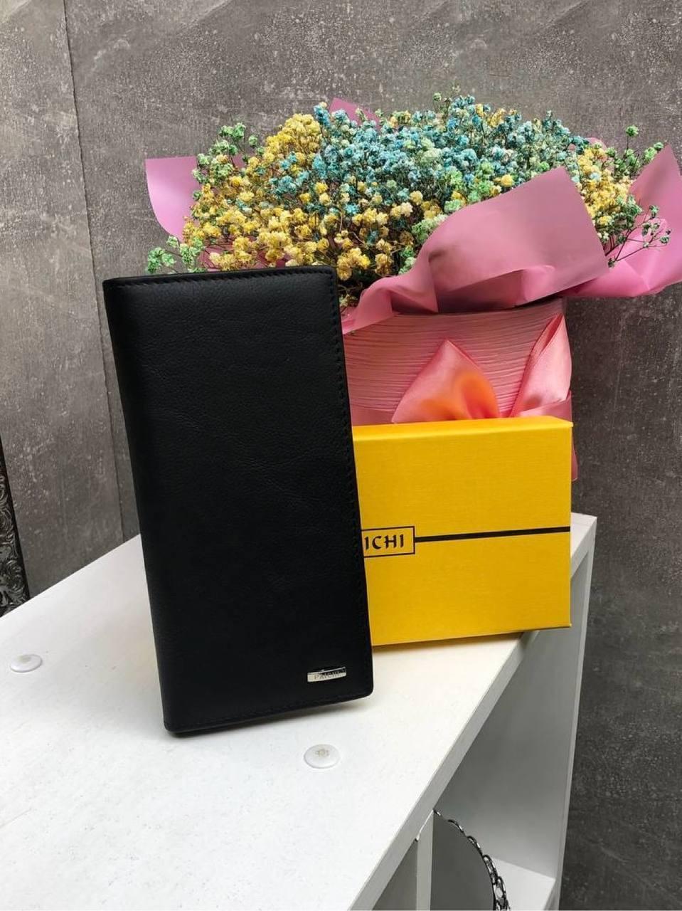 Чоловічий шкіряний гаманець портмоне купюрник чорний натуральна шкіра