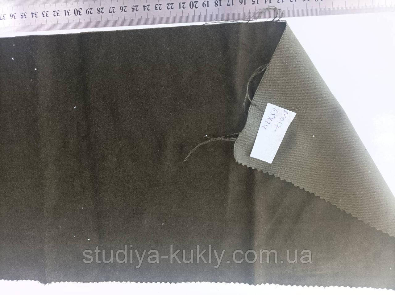 № 011 Оксамит на бавовні в відрізах. Колір Болотний. Відріз  68*24 см, фото 1