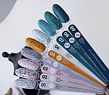 Siller Terrazzo Base №9 – камуфлююча база для нігтів (бірюзово-синя з салатовою поталлю), 8 мл, фото 5