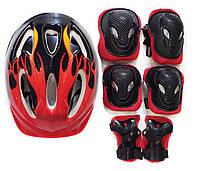 Шолом та захист для роликів, скейтів, велосипедів Червоно-чорний 3-7 років (65633646)