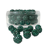 Намистини зі стразами (шамбала) зелені, 10 мм