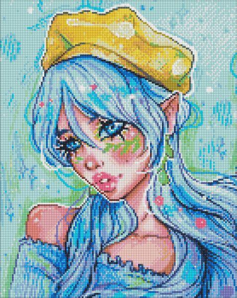 Алмазна мозаїка Блакитноока модниця з голограмними стразами (АВ) nila_art_art 40х50 Ідейка (AMO7606), фото 1