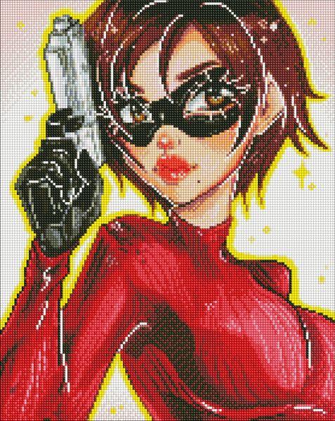 Алмазна мозаїка Дівчина-агент з голограмними стразами (АВ) nila_art_art 40х50 Ідейка (AMO7608), фото 1