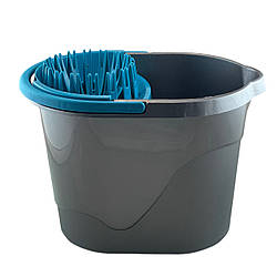 Відро для прибирання з витискачем 14л пластикове  графіт ММ2158-15 ММ Пласт
