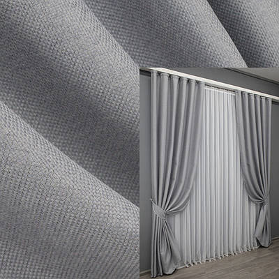 Комплект штор (2шт. 1,5х2,7м.) льон-блекаут рогожка, колекція "Льон Мішковина". Колір сірий. Код 1397ш 33-0267