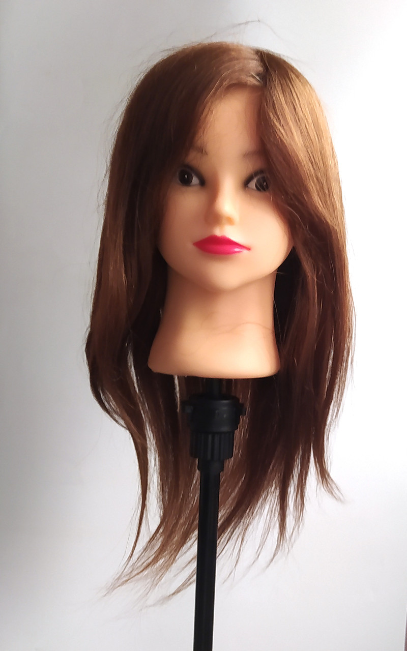 Голова навчальна з натуральним волоссям 50 см 62AD зі штативом на струбцині, фото 1