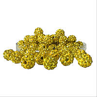 Намистини зі стразами (шамбала) жовті, 8 мм