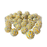 Намистини зі стразами (шамбала) жовті-хамелеон, 8 мм