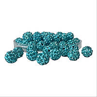 Намистини зі стразами (шамбала) блакитні, 8 мм