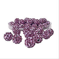 Намистини зі стразами (шамбала) рожеві, 8 мм
