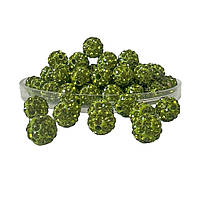 Намистини зі стразами (шамбала) зелені, 8 мм