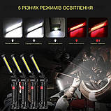 Ліхтар акумуляторний RIAS W52 SMD+COB (біле та червоне світло) з магнітом Black (7_00676), фото 5