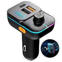 Автомобільний FM-трансмітер Bluetooth 5.0 QC3.0 PD 25 Вт LUTU C24 Чорний
