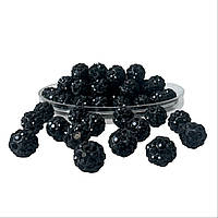 Намистини зі стразами (шамбала) чорні-стрази чорні, 8 мм
