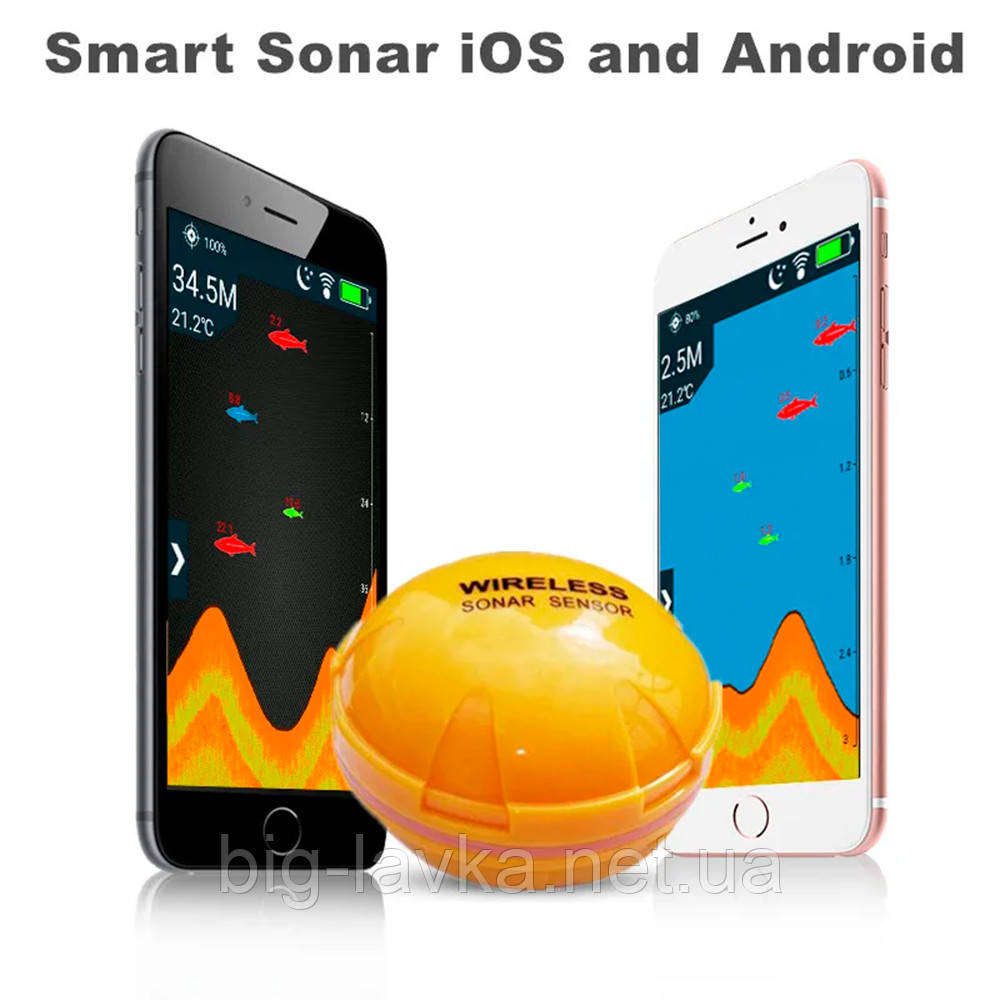 Бездротовий Bluetooth ехолот Smart Sonar 48 м Жовтий, фото 1