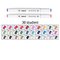 Набір двосторонніх маркерів для скетчингу 30 шт. / Набір фломастерів для малювання / Набір скетч маркерів hd