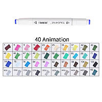 Набір двосторонніх маркерів для скетчингу 40 шт. / Набір фломастерів для малювання / Набір скетч маркерів hd